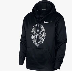 NIKE BLACK PULLOVER HOODIE WITH POCKETS FOOTBALL PRINT
